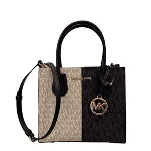 Michael Kors Mercer Satchel Shoulder Crossbody Bag MK Black Multi ColorBlock
